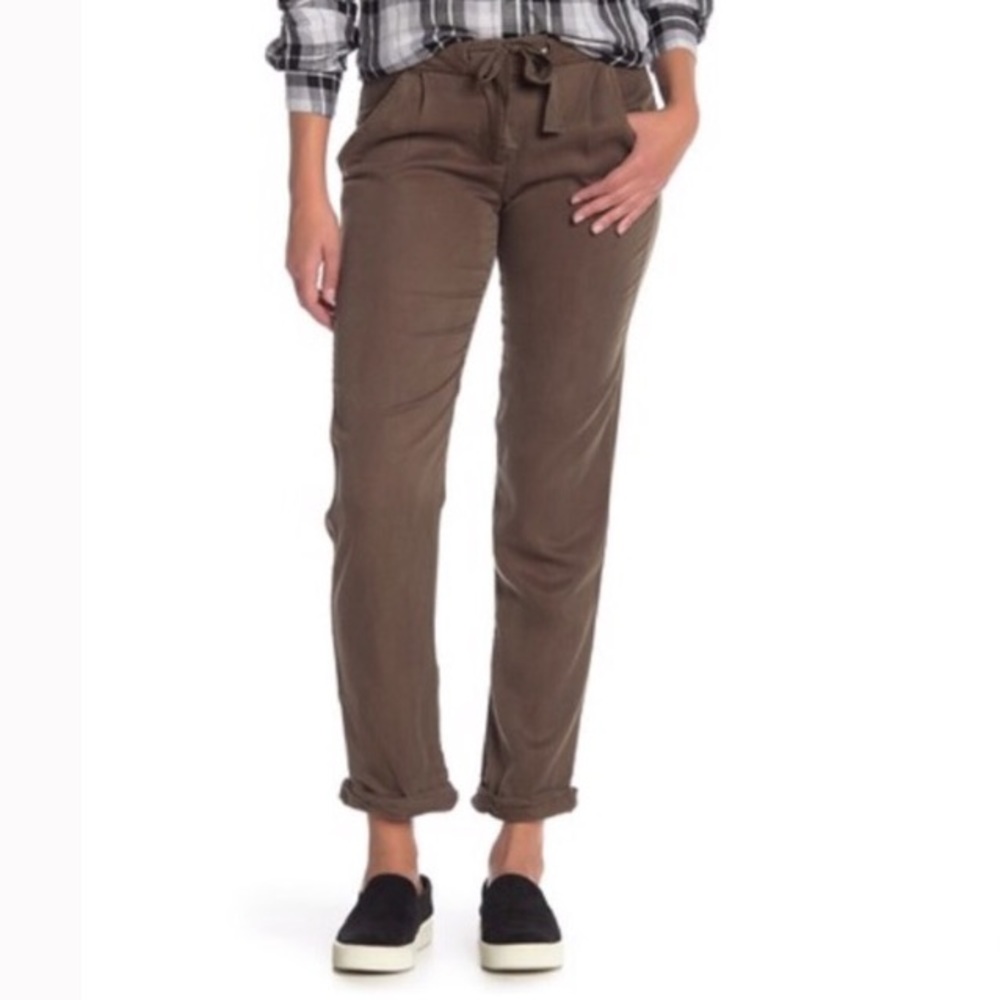 Tahari Loden Twisted Hem Tie Waist Ankle Pants 10
